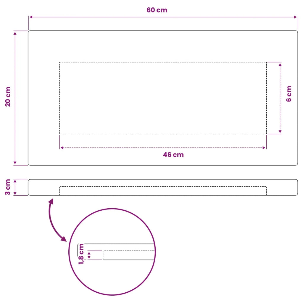 Piano del Tavolo Rettangolare 90 x 50 x 3,5 cm Rettangolare 938115