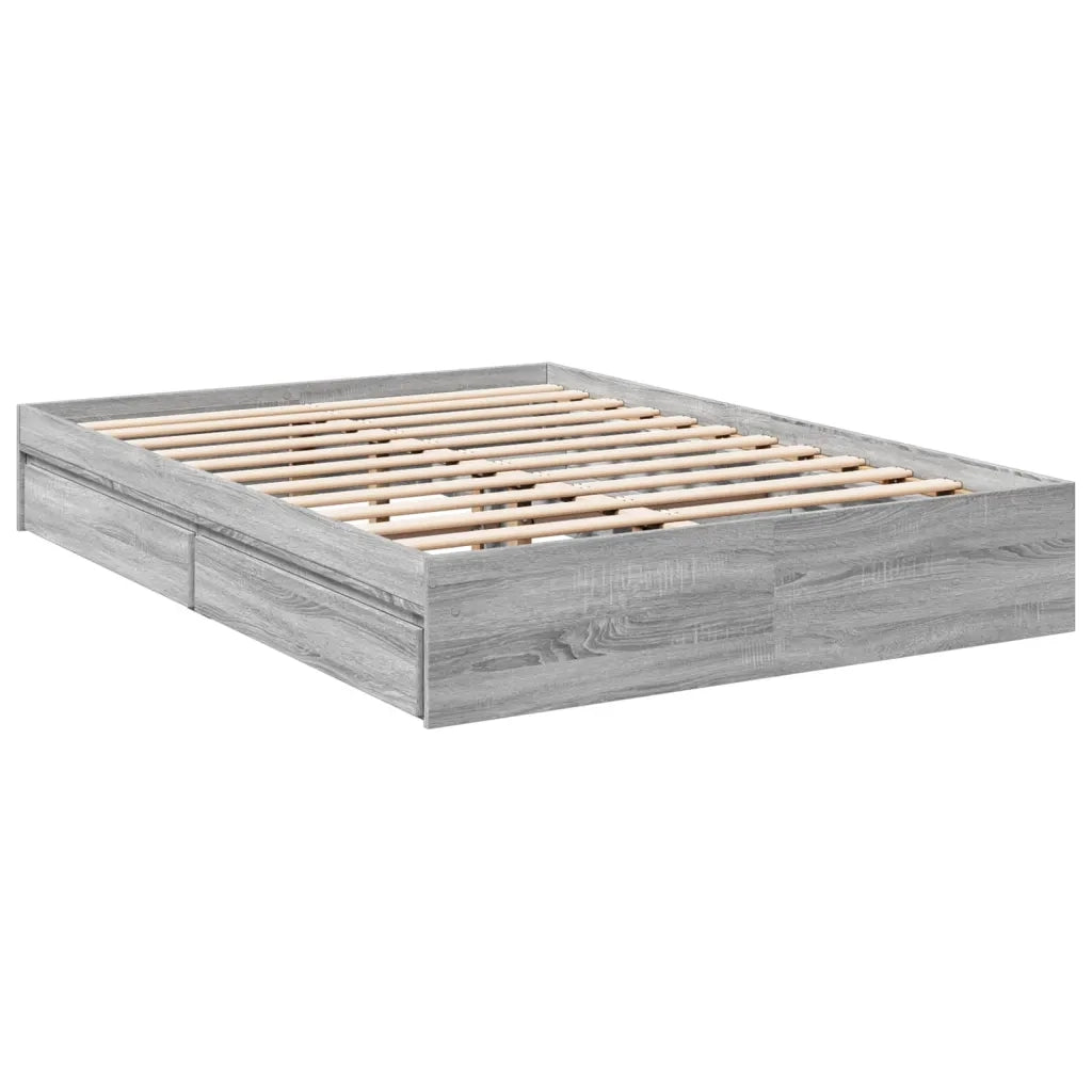 Giroletto Cassetti-Struttura Letto con contenitore Grigio Sonoma 140x200 cm Legno Multistrato 620852