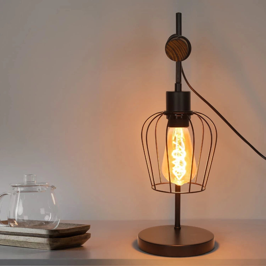 ZMH Lampada da tavolo retrò nera industriale E27 per soggiorno ufficio camera letto