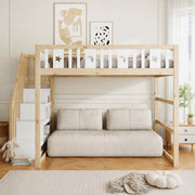 Letto a soppalco per bambini 140x200 cm con scala e ripiani