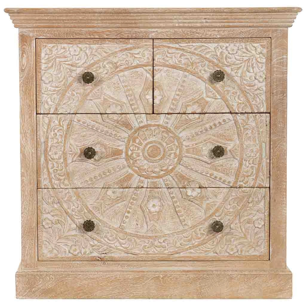 Credenza artigianale in legno a 4 cassetti 90x40x90h cm