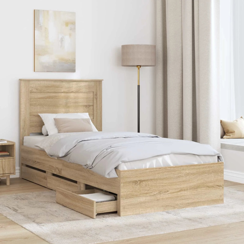 Struttura del letto con cassetto Rovere Sonoma 100 x 200 cm