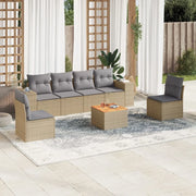 Set Divani da Giardino 7 pz con Cuscini Beige in Polyrattancod mxl 113578
