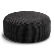 Poltrona pouf rotonda - con imbottitura ad alta resilienza - in velluto a coste - nero