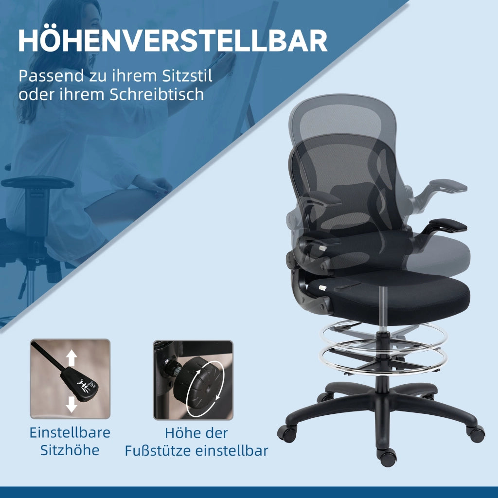 Sedia da ufficio regolabile con poggiapiedi ¨C Minimal ¨C Nero 59x65x122 cm