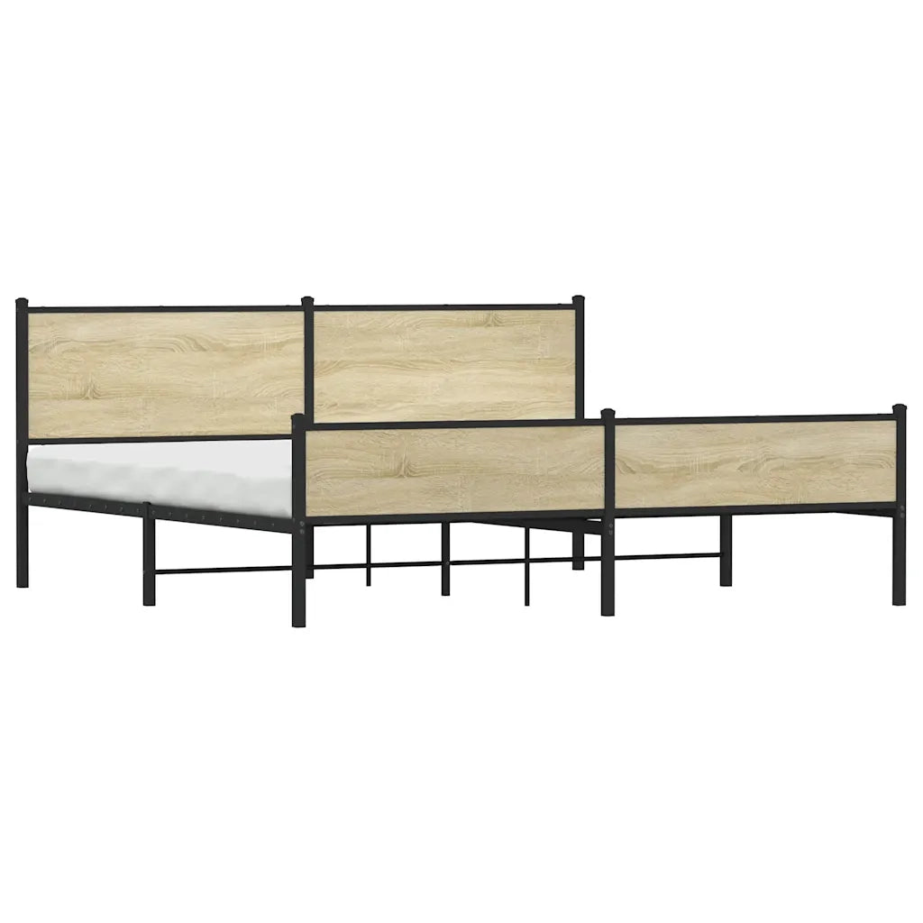 Letto matrimoniale | Letto per adulti | Giroletto senza Materaso in Metallo Rovere Sonoma 200x200 cm