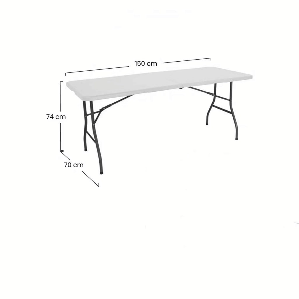 Tavolo Pieghevole Rettangolare in Resina 150x70x74cm Tavolo Multiuso da Esterno, Campeggio, Eventi, Esterno, Interno