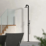 SINED Doccia da Giardino con Miscelatore e Doccetta Corpo in Acciaio Inox AISI 316L Colore Nero Satinato Alimentazione Acqua Calda e Fredda Modello DOCCIA PULA NERA