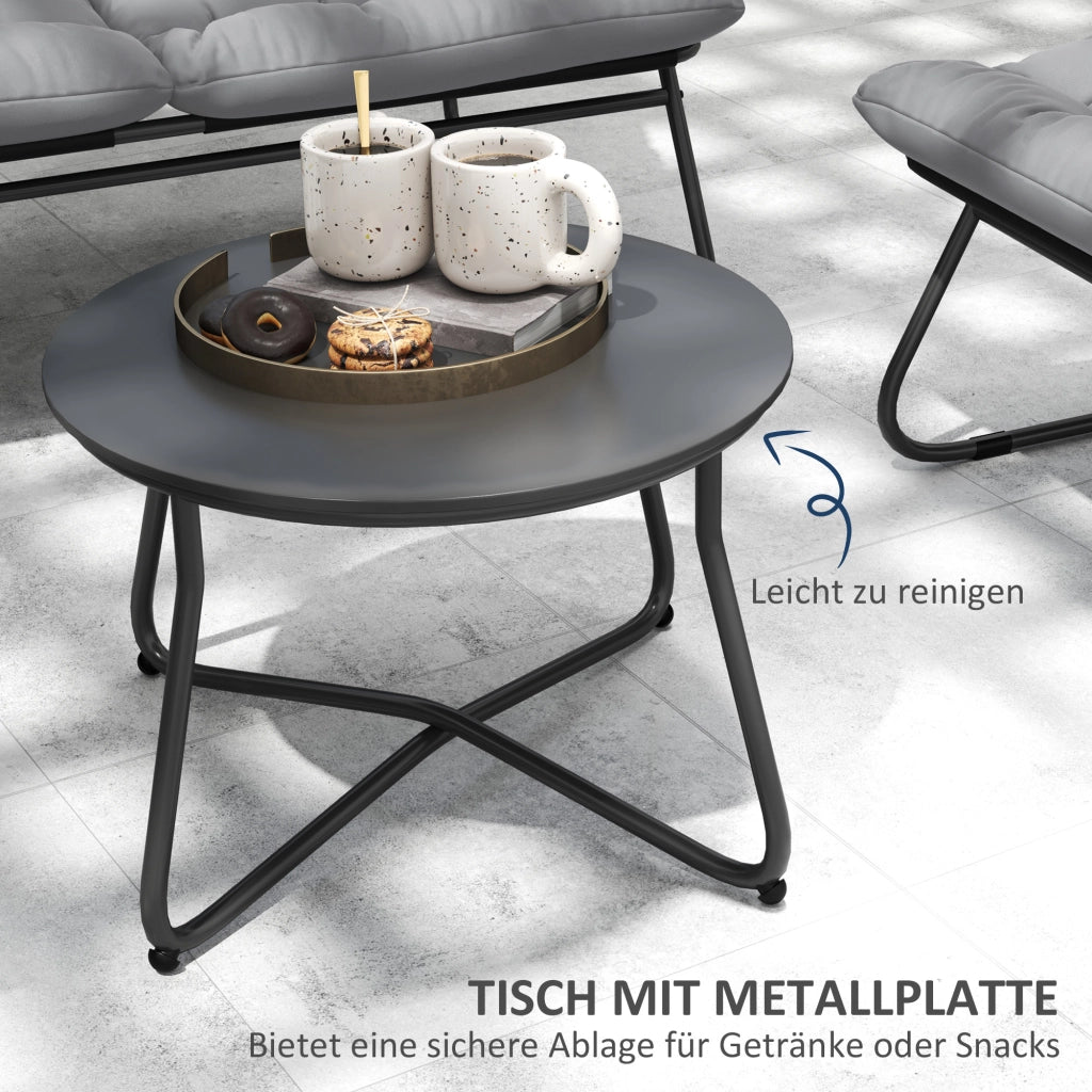 Set Mobili da Giardino 4 Posti in Acciaio con Divano 2 Sedie e Tavolino Grigio per Terrazzo e Balcone Robusto e Resistente