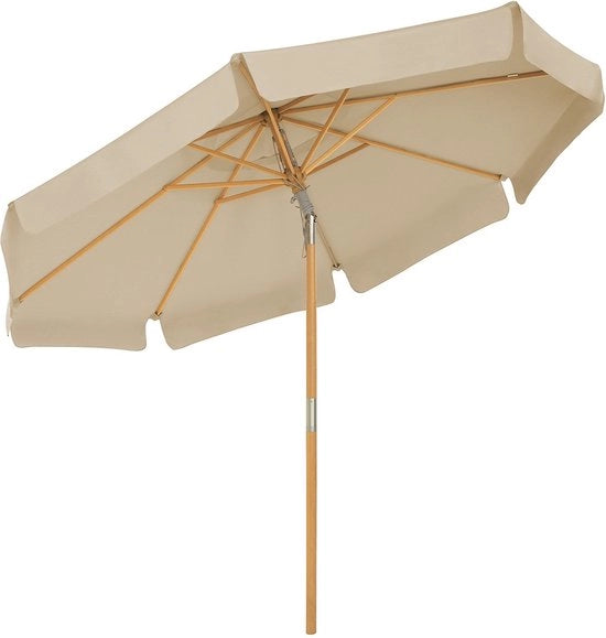 Ombrellone Rearden - 300cm - Rettilineo - Ombrellone per balcone - Schermo solare fino a UPF 50+ - Palo ombrellone - Realizzato in legno - Senza normale base - Giardino - Outdoor - Beige
