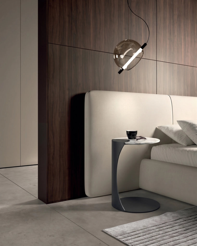 Tavolino Tee con top in ceramica su vetro marmo bianco e struttura in metallo verniciato antracite - Stones