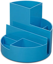Organizzatore per ufficio - Scatola rotonda - Stile e funzionalità - Blu chiaro - Spazio di archiviazione per ufficio - 6 contenitori - Adatto per matite e oggetti da scrivania