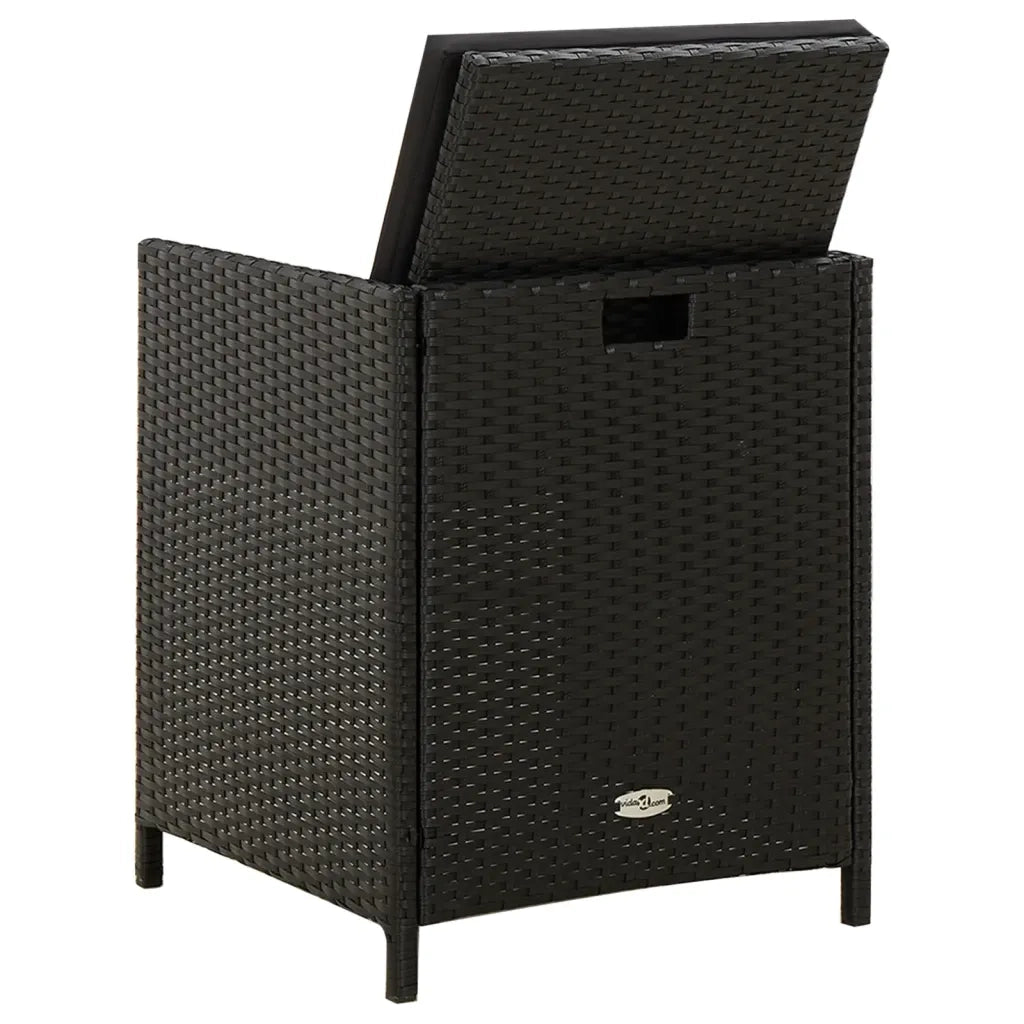 Sedie da Giardino con Cuscini 2 pz in Polyrattan Nere cod mxl 23207