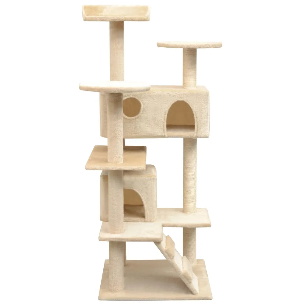 Albero per Gatti con Tiragraffi in Sisal 125 cm Beige CFW5094243