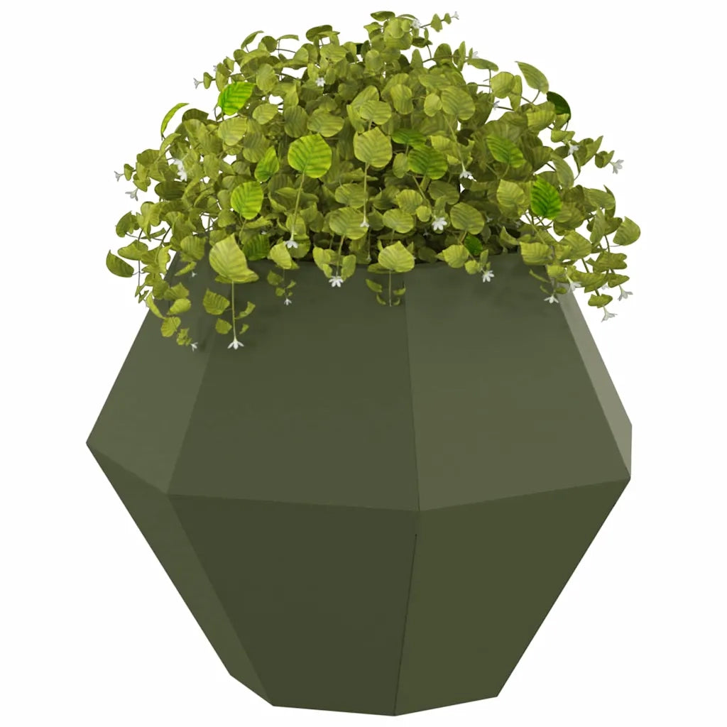 Fioriera 2 pcs Verde oliva 50 x 50 x 40 cm Acciaio