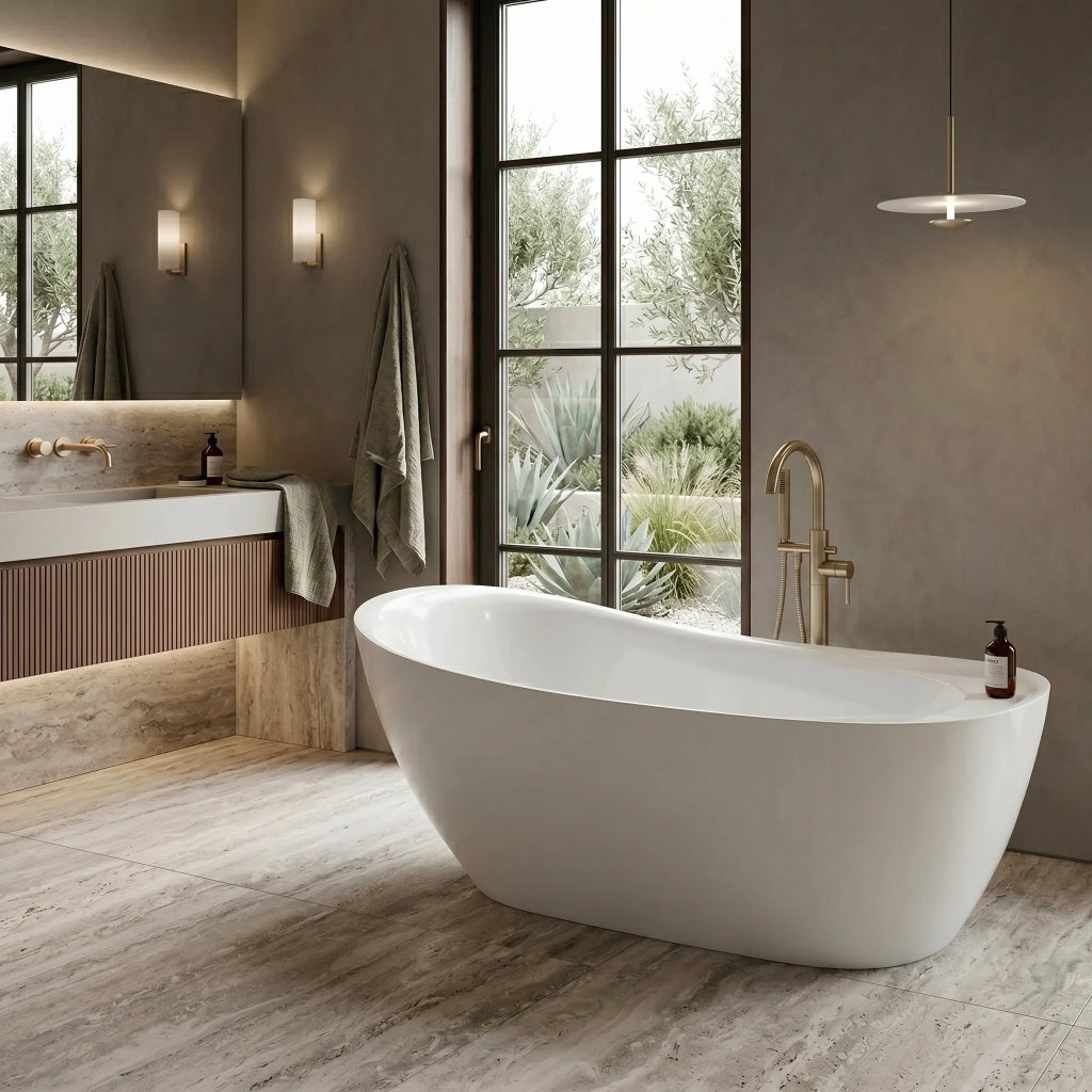 Vasca Da Bagno Freestanding Rea Orte 180 Copritappo bianco