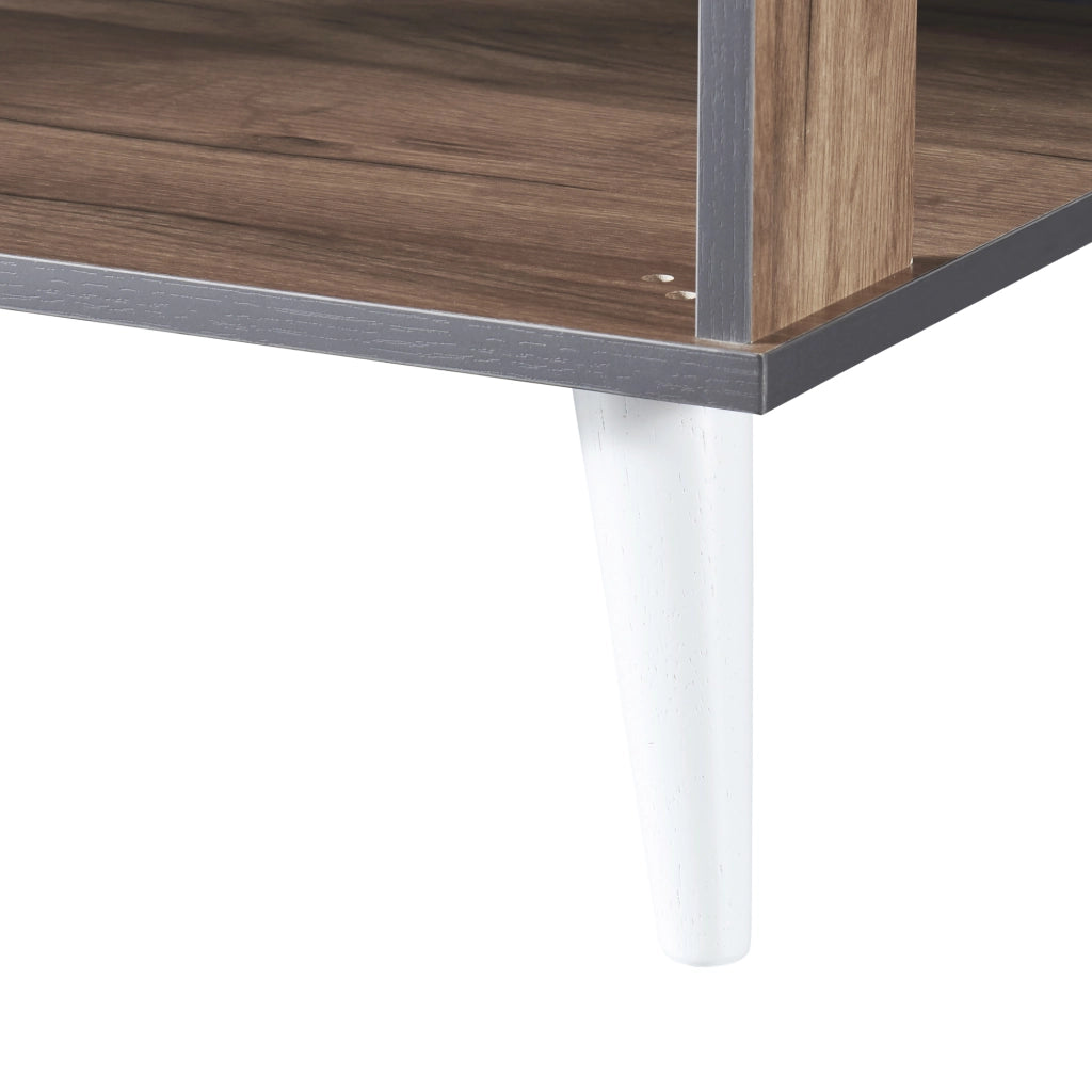 Tavolino Basso 'Århus' con 2 Piani Rettangolari - Effetto Rovere [en.casa]