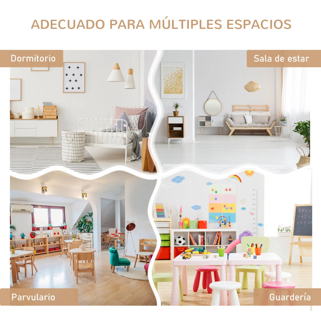 Tavolo bambini con 2 sedie e banco con cassetti ¨C zephmum ¨C bianco e naturale
