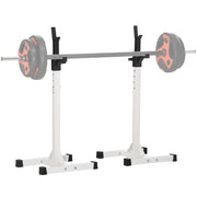 Supporto per bilanciere in acciaio ¨C zephmum ¨C regolabile in altezza, 12 livelli, 150 kg, 52x48x105-160 cm, bianco