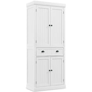 Mobile dispensa da cucina alto 183cm con ripiani regolabili 2 ante e cassetto-Mobile credenza da soggiorno Bianco