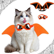 Costumi per gatti Halloween - 2 pezzi - Adattabile - Fiore di zucca con fiocchi - Materiali leggeri - Costumi per animali domestici