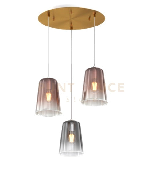 SOSPENSIONE OTTONE SAT. TONDA 3 LUCI (2 RA + 1 CR) 1164OS-S3 T-RC