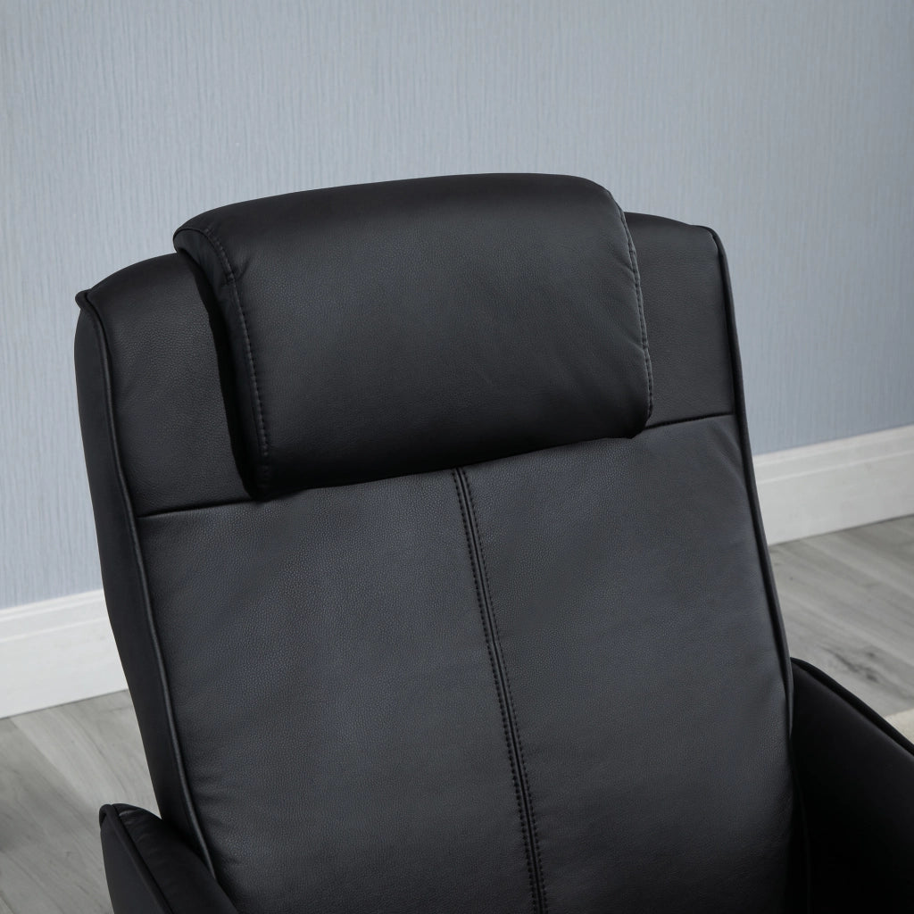EasyComfort Poltrona Relax Reclinabile con Pouf Poggiapiedi Abbinato e Rivestimento in Finta pelle, Nero