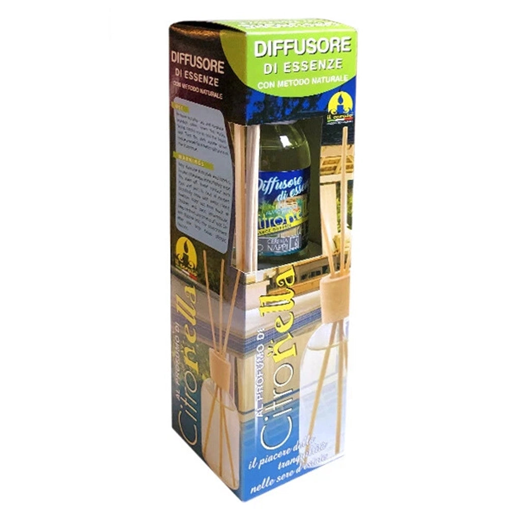 Trade Shop - Set 24pz Diffusore Profumo Citronella Deodorante Per Ambienti Con Bastoncini 125ml 090645 -