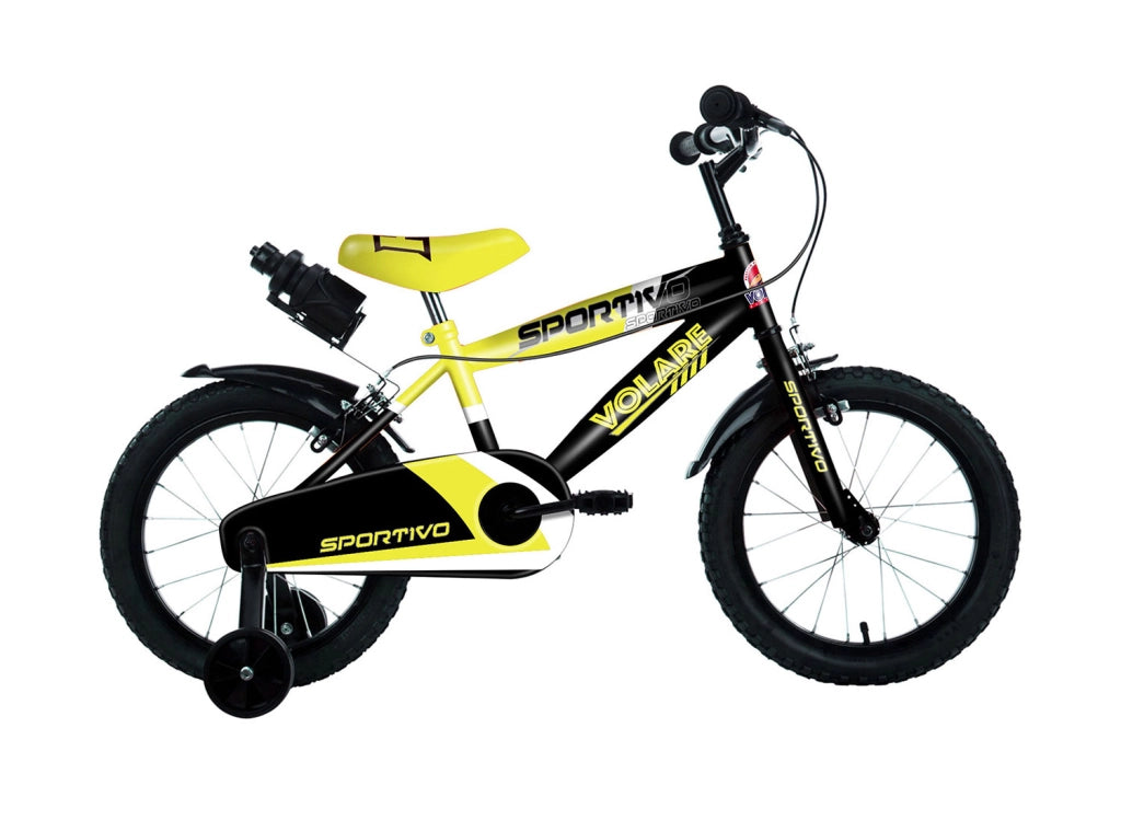 Bicicletta per Bambini 14" Stabilizzatori e Freni Caliper Giallo