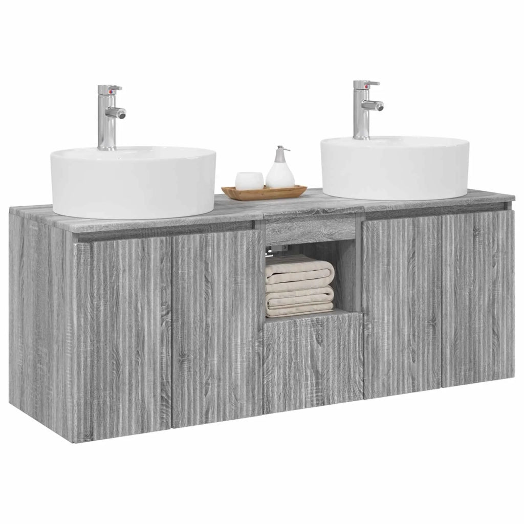 Set di Armadi da Bagno 3 pz Sonoma grigio 49,5 x 44,5 x 65 cm
