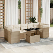 Set Divano da Giardino 8 pz con Cuscini Beige in Polyrattan 3266398