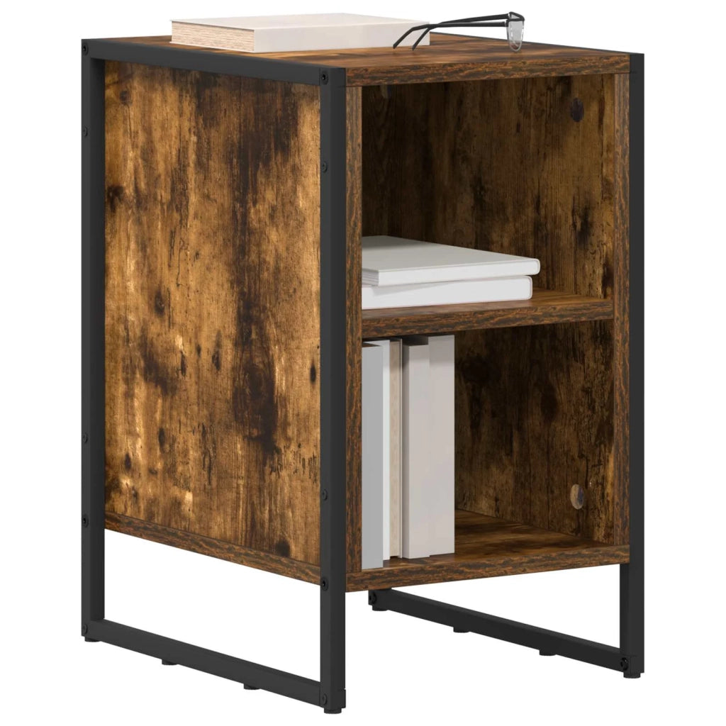 Comodino-Tavolino da notte Rovere Fum¨¨ 39.5 x 30 x 50 cm Legno multistrato