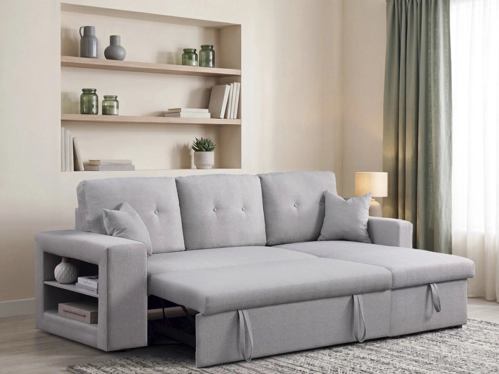 Divano letto angolare/reversibile "Axel" - 3 posti - Grigio chiaro