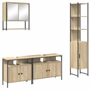 Set di mobili per il Bagno | Armadio da bagno con lo scaffale 4 pz Rovere Sonoma