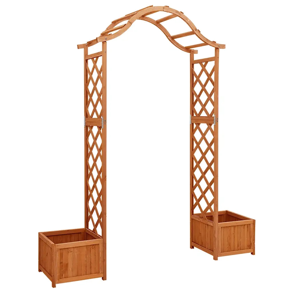 Pergola da Giardino con Fioriera-Vaso con Griglia-Contenitore per Piante in Legno Massello di Abete