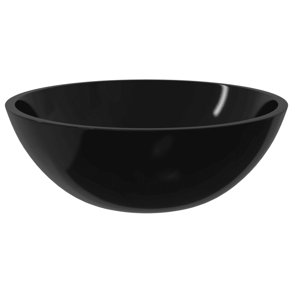 Lavandino in Vetro 50x37x14 cm Nero 345249