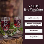 Set di bicchieri di vetro da vino in alluminio con design a spirale - bicchieri da prova grandi