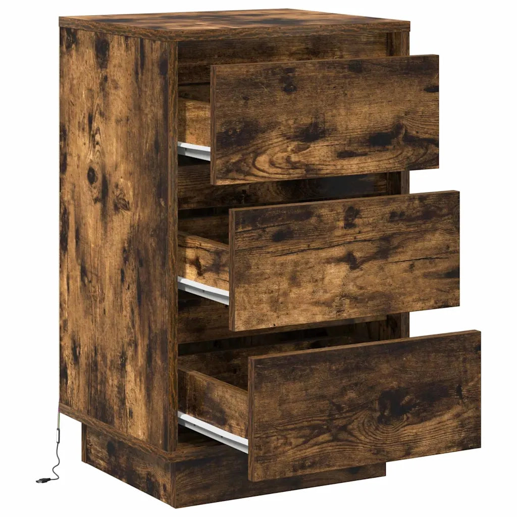 Comodino | Armadio da Notte | Mobiletto da notte con cassetto Rovere fum¨¦ 39 x 34,5 x 65 cm