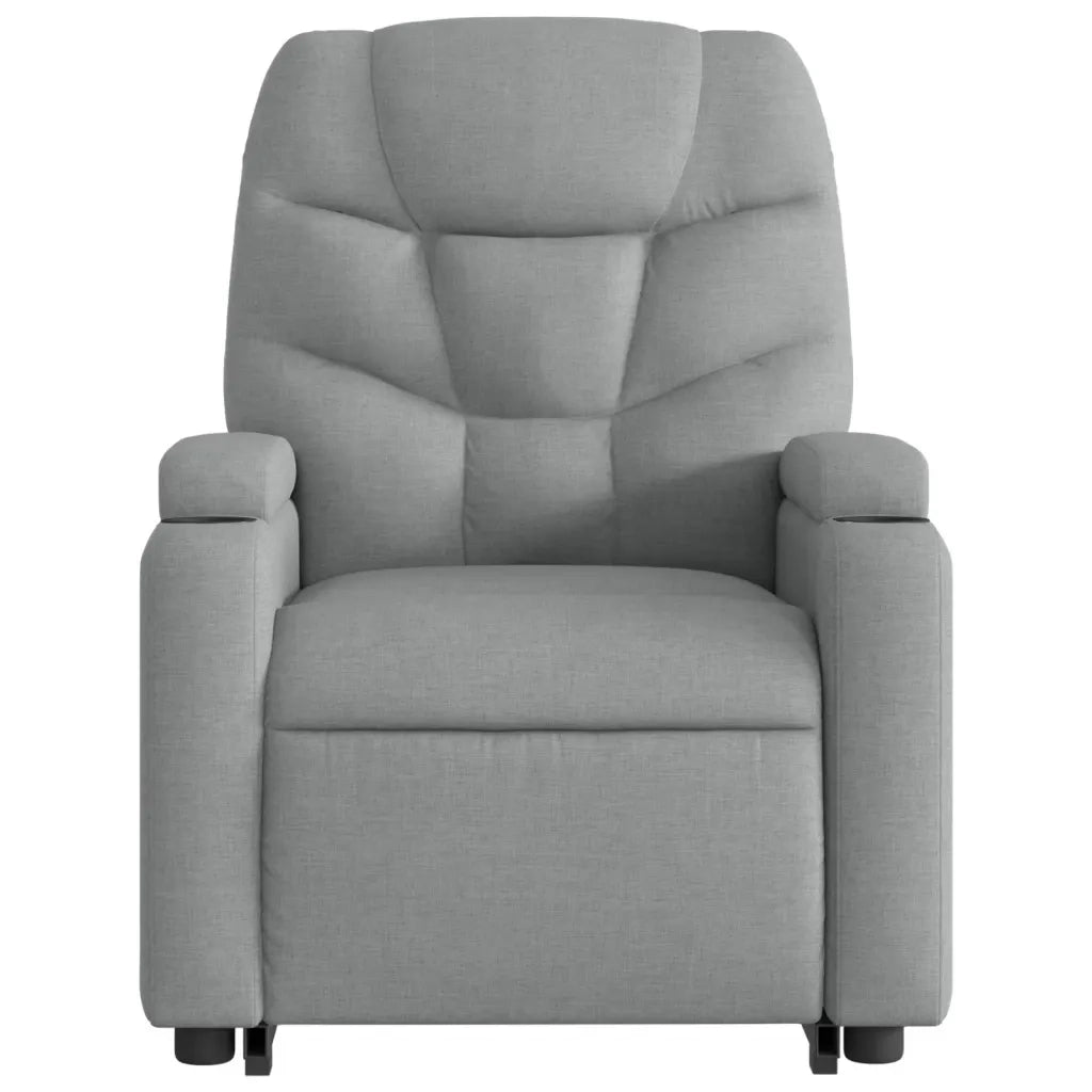 Poltrona | Sedia Relax Alzapersona Massaggi Reclinabile Grigio Chiaro Tessuto