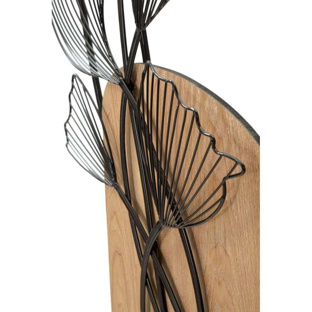 Pannello Decorativo 3D da Parete in Metallo e Legno con Foglie - TALI