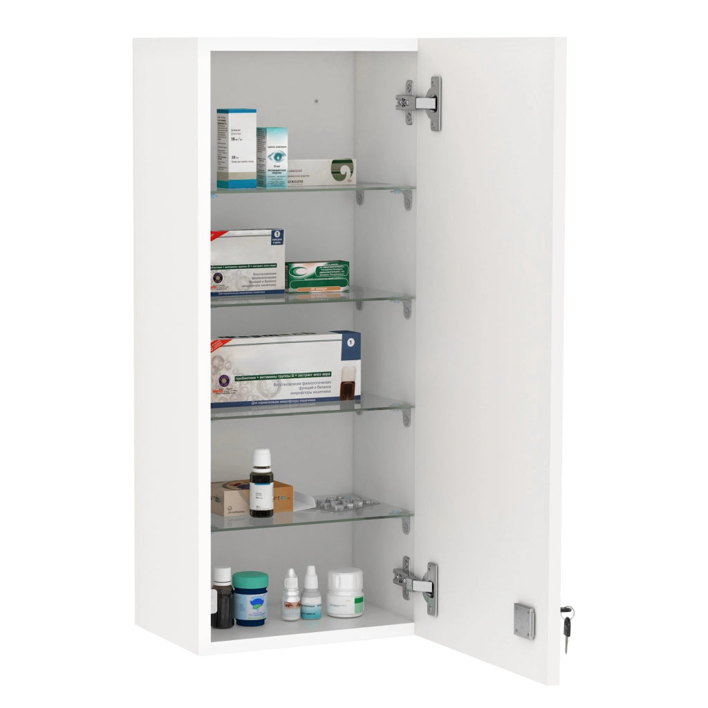 Armadietto Pronto Soccorso 5 Ripiani Vetro ¨C zephmum ¨C 30x20x70 cm Bianco