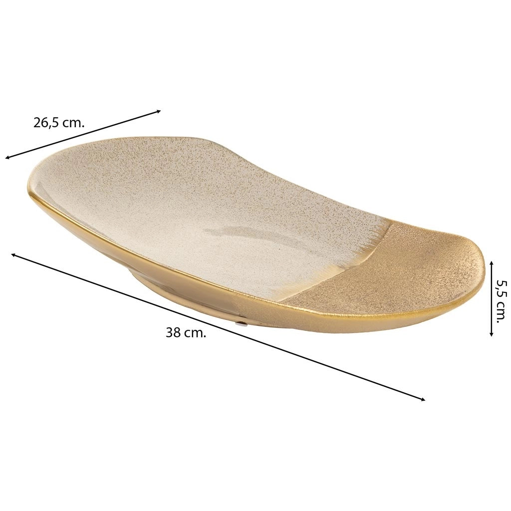 Centrotavola in ceramica dorata 38x26,5x5,5h