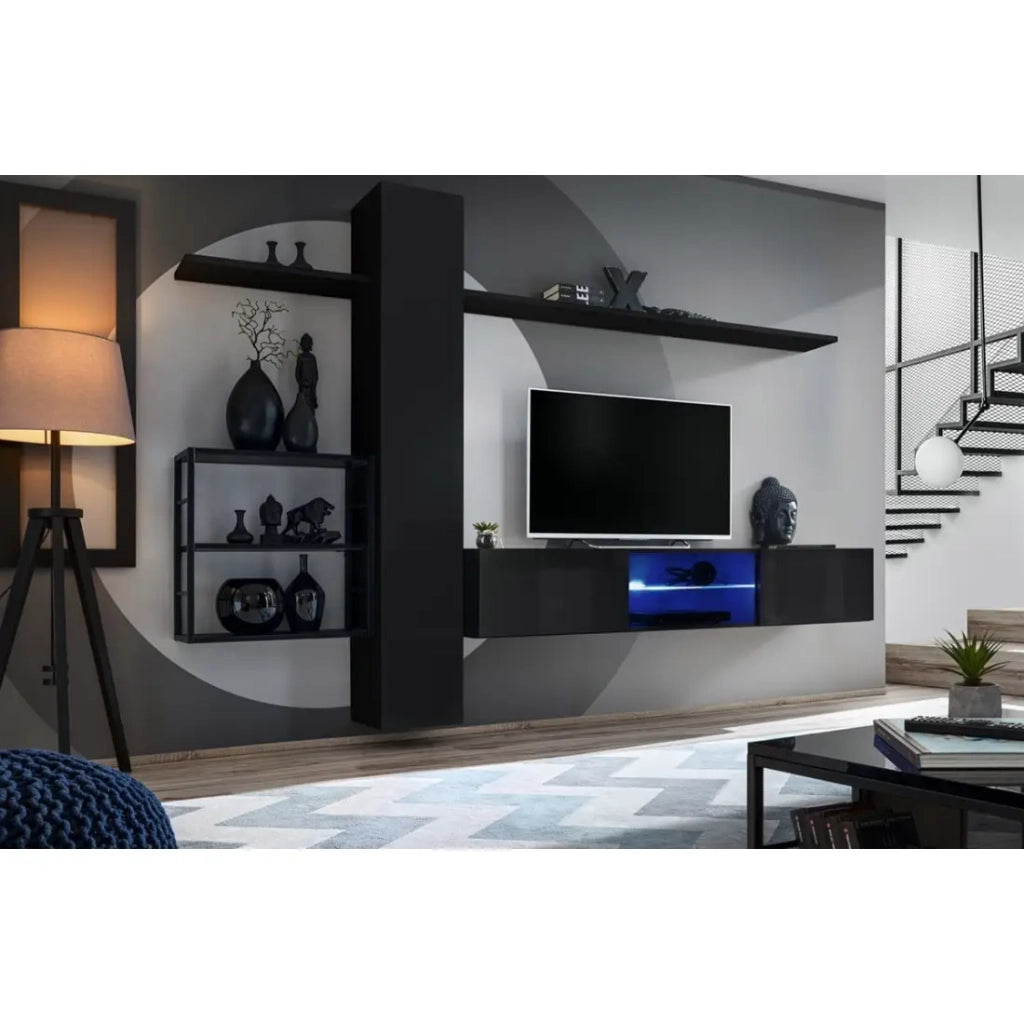 Set di mobili da salotto in stile industriale SWITCH M5. Colore nero.