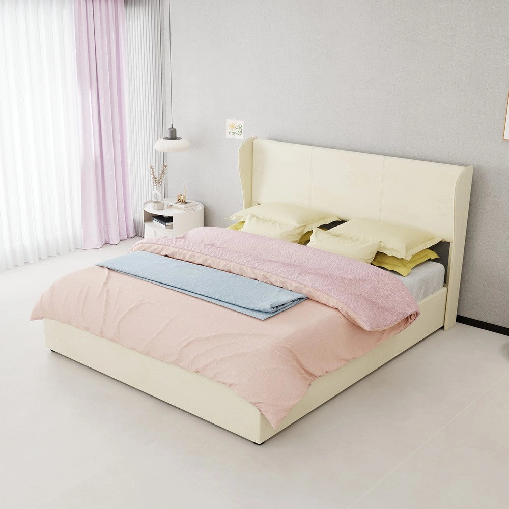 Letto Contenitore Imbottito con Testiera ¨C MINIMAL ¨C Beige 160x200 con Materasso