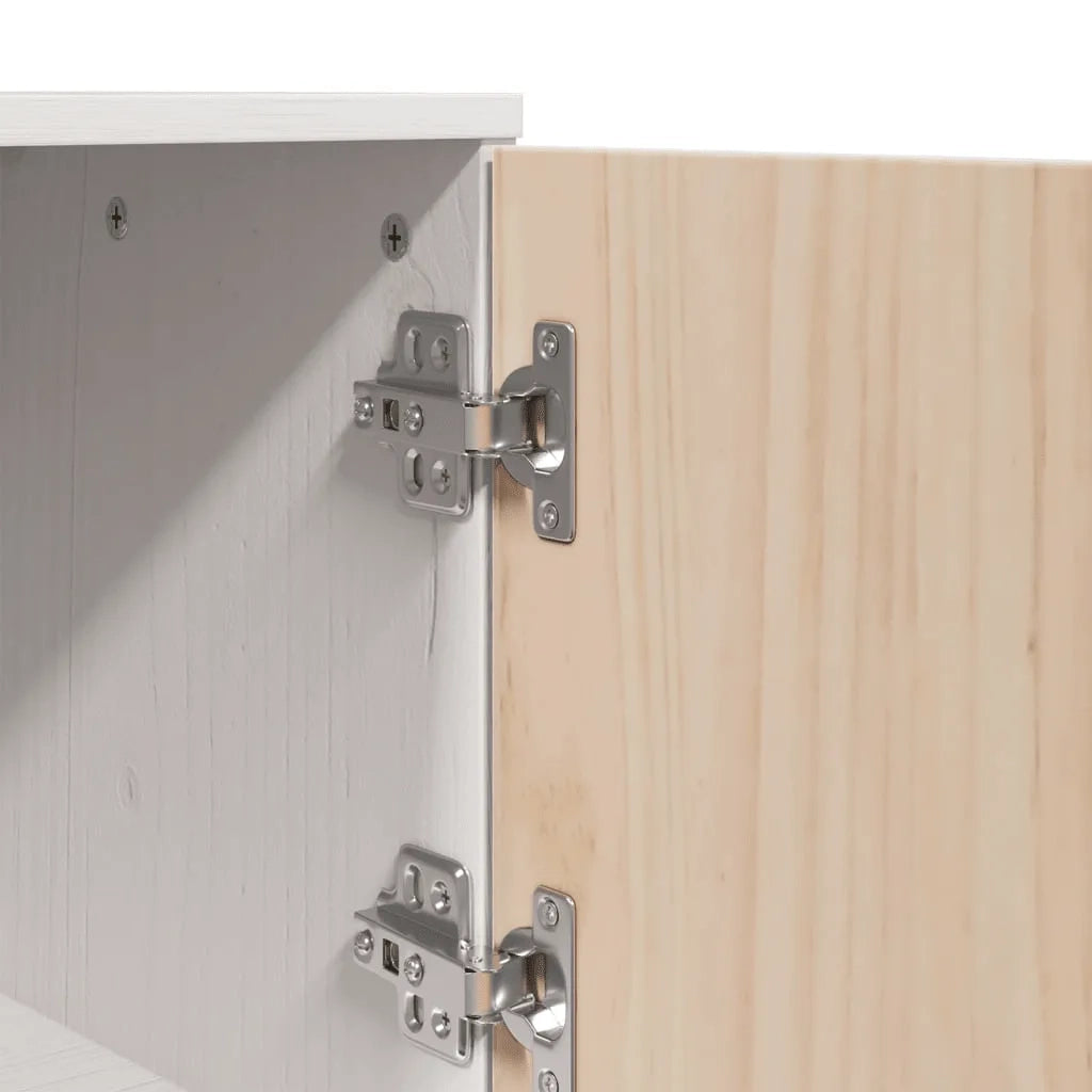 Credenza Bianca 67x40x108,5 cm in Legno Massello di Pino 820173