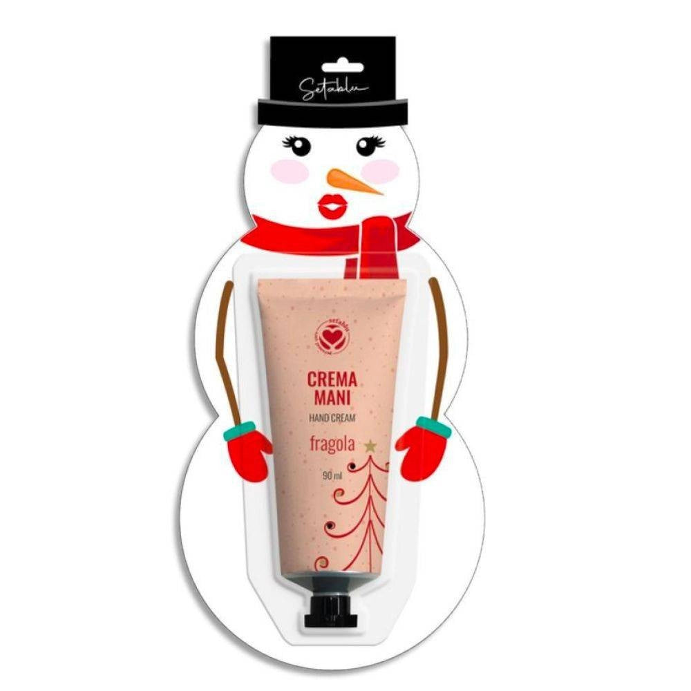 Trade Shop - Crema Mani Fragola Seta Blu 100ml Idea Regalo Natale Confezione Pupazzo Di Neve -