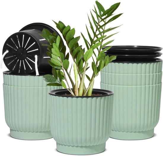 Pannelli autoirriganti - 6 pezzi - vaschette in plastica per piante - vasi per finestra - vasi per fiori africani - piante da interni e da esterni - verde