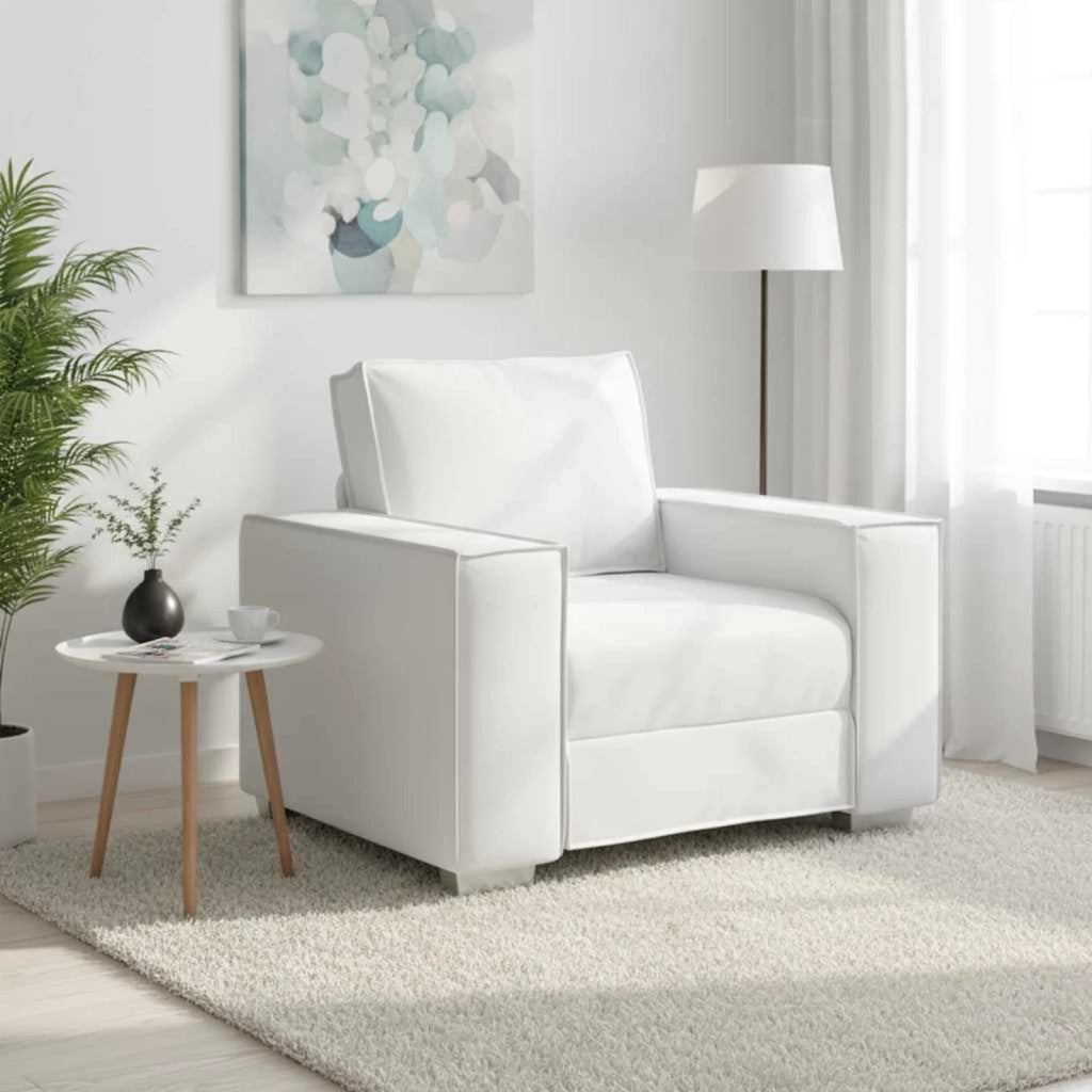 Divano Sedia-Poltrona Sofa Bianco 100 cm Pelle Sintetica