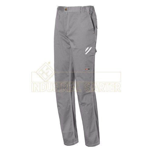 ISSALINE 8036B START Pantaloni da Lavoro Stretch 97% Cotone 3% Spandex 9 Tasche Inserti Riflettenti Cuciture Triple colore Grigio