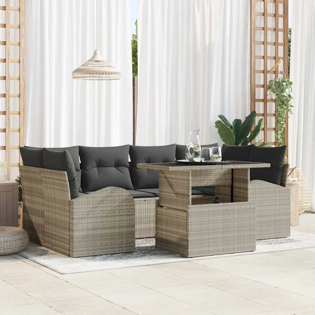 Set Divano da Giardino con cuscino 7 pcs Grigio chiaro